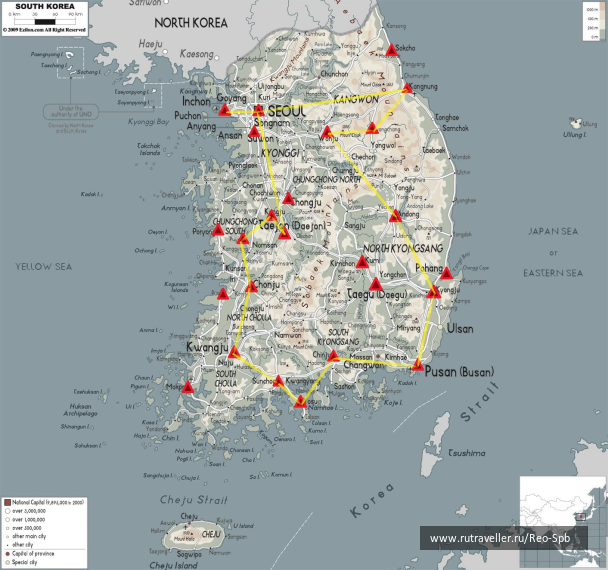подробная карта южной кореи с городами. карта южной кореи с городами на русском. карта южной кореи с городами на русском языке. South korea карта. географическая карта южной кореи.